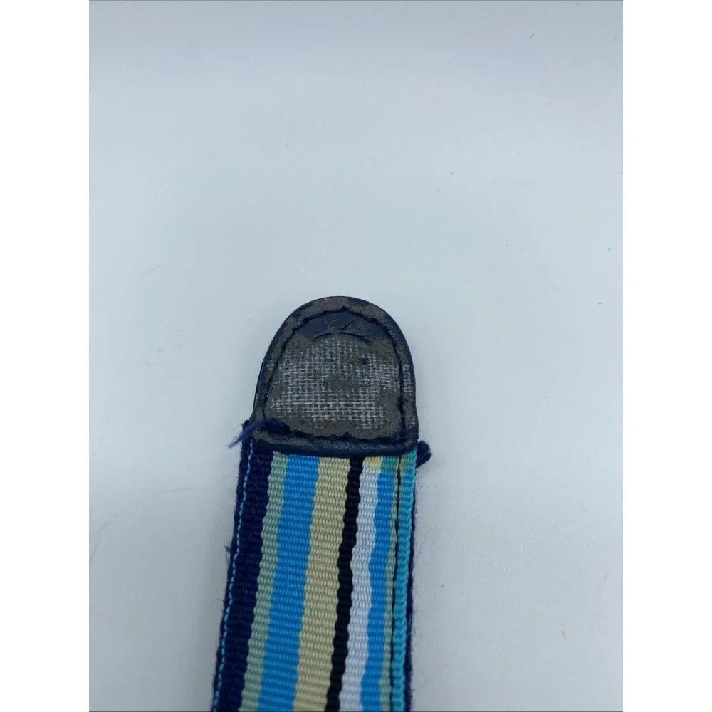 Baby Beltz Blue Beige Black Striped Belt Kids Size L Hook Loop Fastener